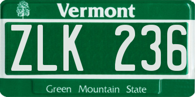 VT license plate ZLK236