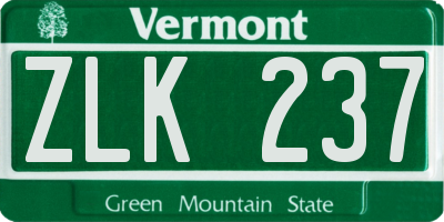 VT license plate ZLK237