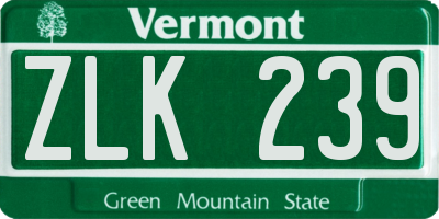 VT license plate ZLK239