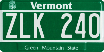 VT license plate ZLK240