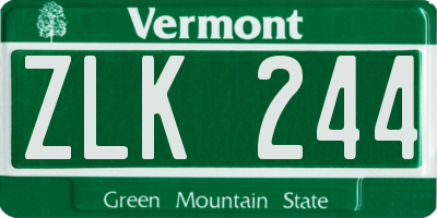 VT license plate ZLK244