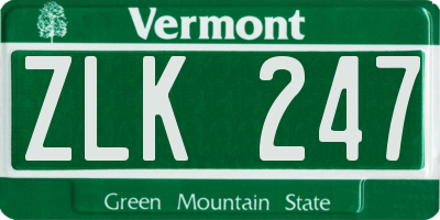 VT license plate ZLK247