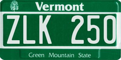 VT license plate ZLK250