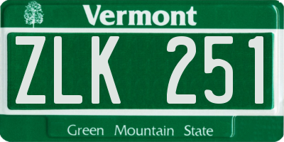 VT license plate ZLK251