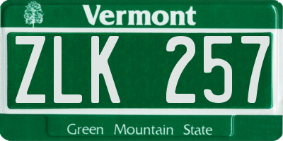 VT license plate ZLK257
