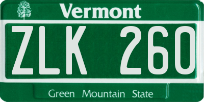 VT license plate ZLK260