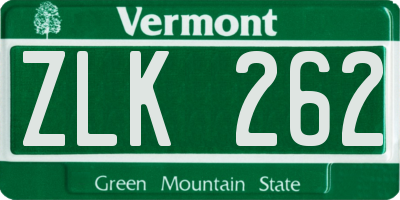 VT license plate ZLK262