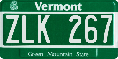 VT license plate ZLK267