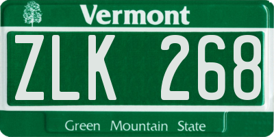 VT license plate ZLK268
