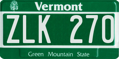 VT license plate ZLK270