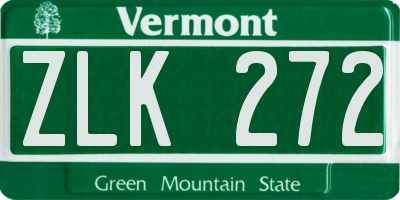 VT license plate ZLK272