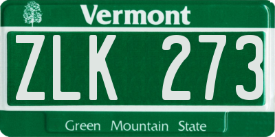 VT license plate ZLK273