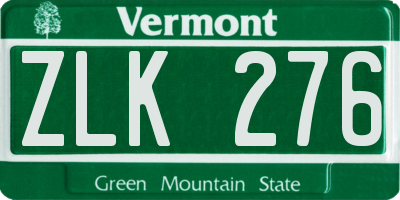 VT license plate ZLK276