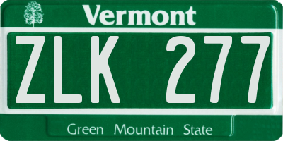 VT license plate ZLK277