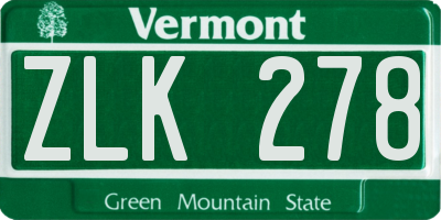 VT license plate ZLK278