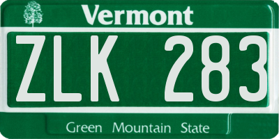 VT license plate ZLK283