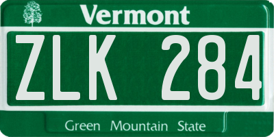 VT license plate ZLK284