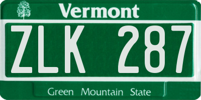VT license plate ZLK287