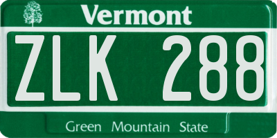VT license plate ZLK288