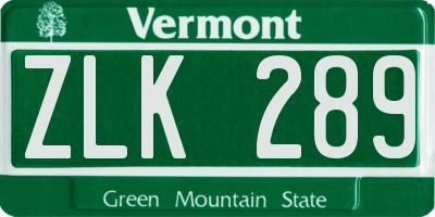 VT license plate ZLK289