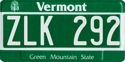 VT license plate ZLK292