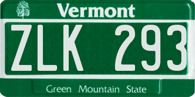 VT license plate ZLK293