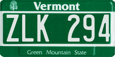 VT license plate ZLK294