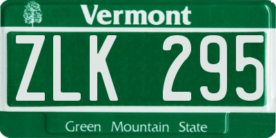 VT license plate ZLK295