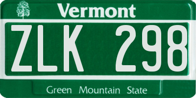 VT license plate ZLK298