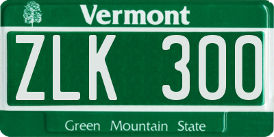 VT license plate ZLK300