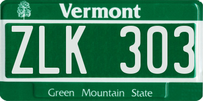 VT license plate ZLK303