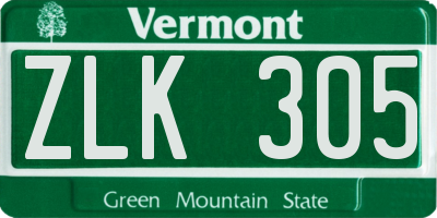 VT license plate ZLK305