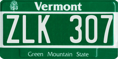 VT license plate ZLK307