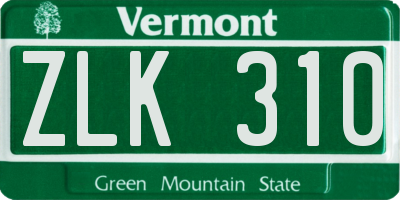 VT license plate ZLK310