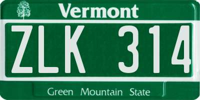 VT license plate ZLK314