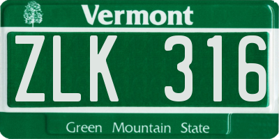 VT license plate ZLK316
