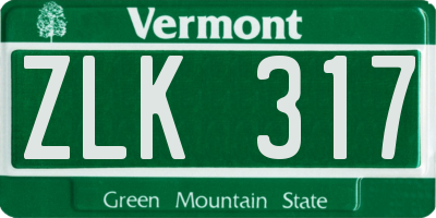 VT license plate ZLK317