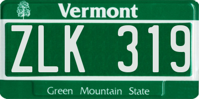VT license plate ZLK319