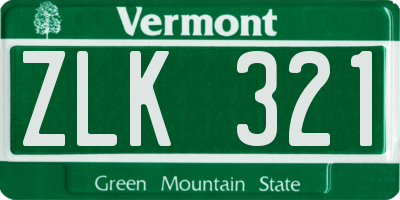 VT license plate ZLK321