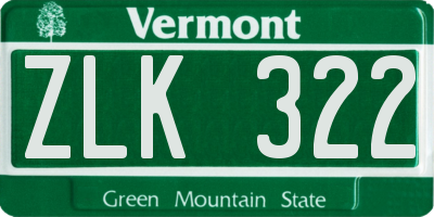 VT license plate ZLK322