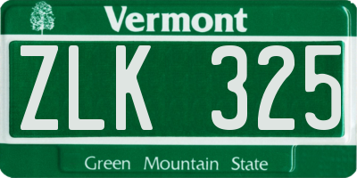VT license plate ZLK325