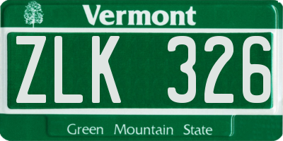 VT license plate ZLK326