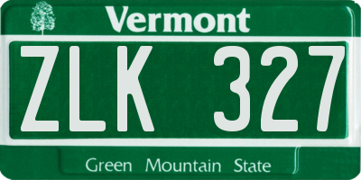 VT license plate ZLK327