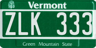 VT license plate ZLK333