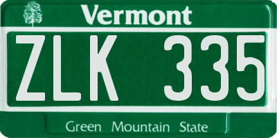 VT license plate ZLK335