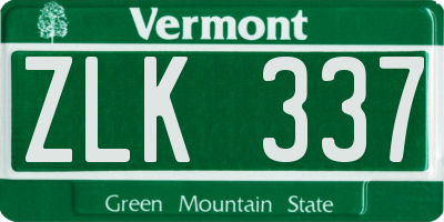 VT license plate ZLK337