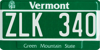 VT license plate ZLK340