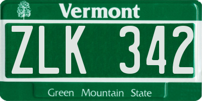 VT license plate ZLK342