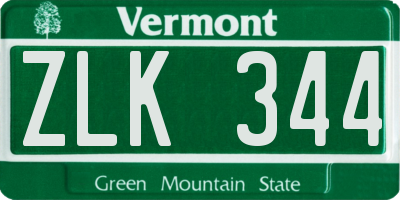 VT license plate ZLK344