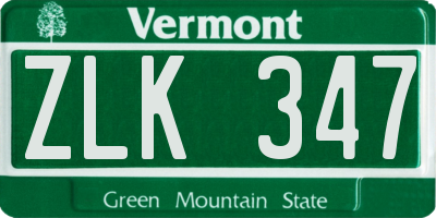 VT license plate ZLK347